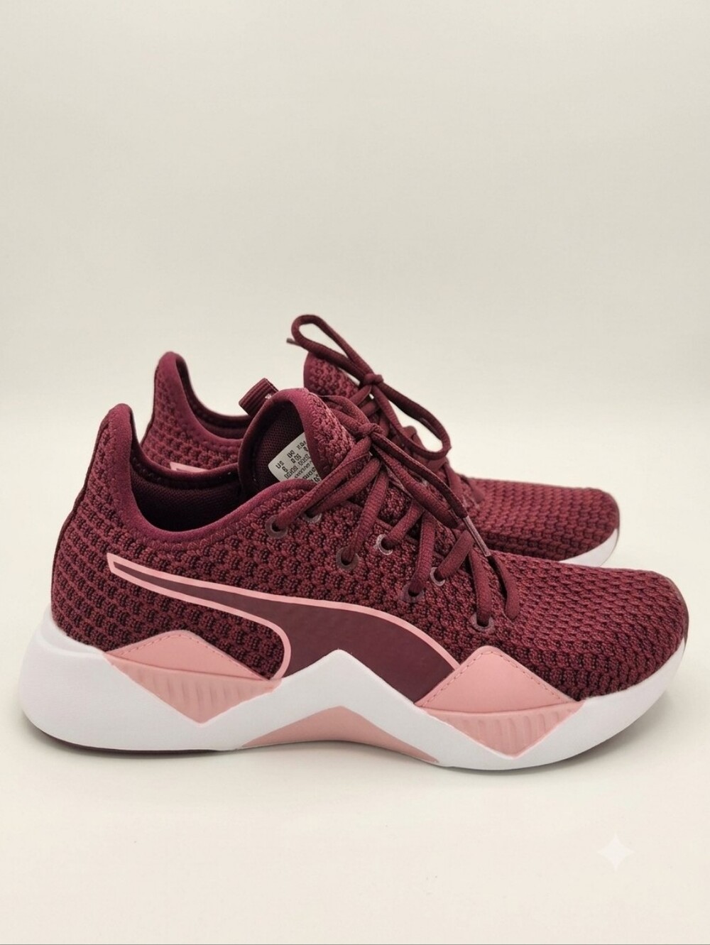 Puma Women’s Burgundy and Pink Knit Sneakers